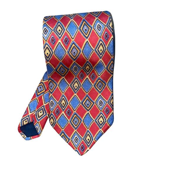 Brooks Brothers Makers 100% Silk Abstract Print Red Tie Teacher Preppy Casual - Picture 1 of 3